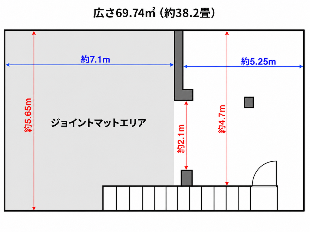  新世紀海賊スタジオの間取り図 広さ69.74㎡（約38.2畳）